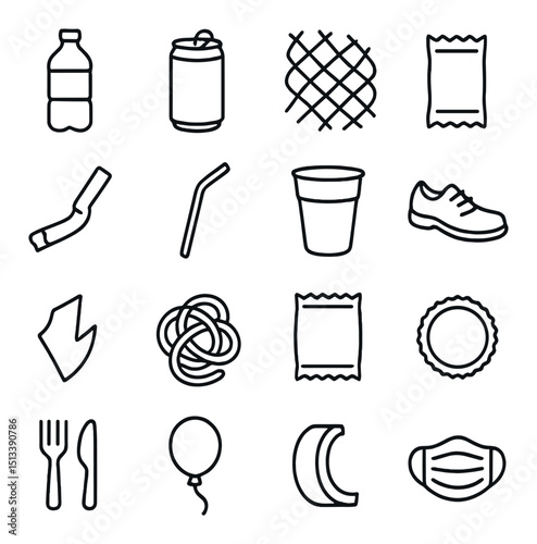 Recycling and sustainability icon collection in linear style. eco-friendly symbols set