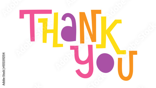 THANK YOU colorful vector hand lettering banner