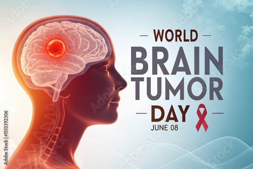 World Brain Tumor Day, Educational illustration for World Brain Tumor Day awareness.