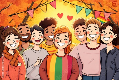 Celebrate community this Pride Month! Love, support, & acceptance. Great for non-profit & social media campaigns. photo