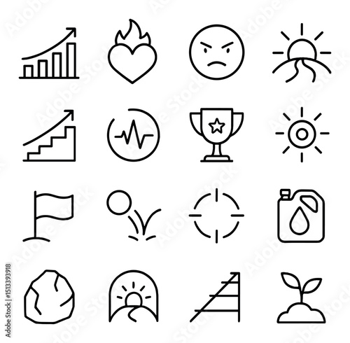 Business and productivity icon collection in linear style. work and efficiency elements