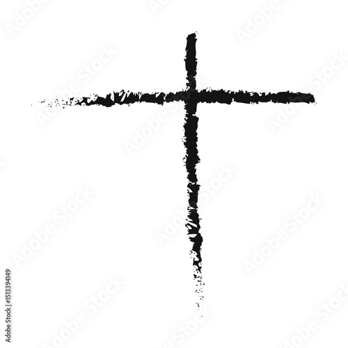 hand drawn cross, The cross is made with a brush vector template