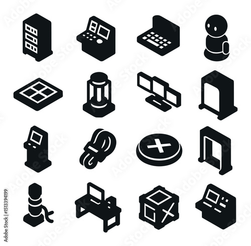 Technology and gadgets icon collection in silhouette style. device and tech symbols