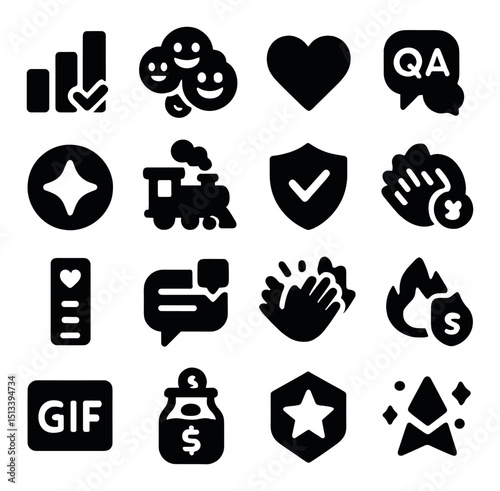 Business and communication icon collection in silhouette style. professional and modern set