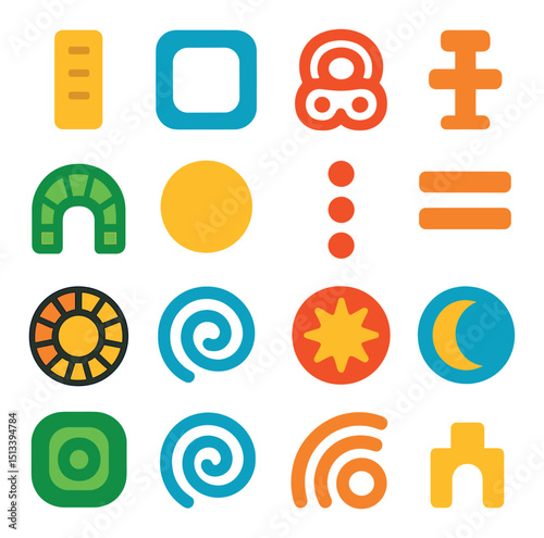 Abstract flat icon collection. bold, colorful symbols for digital designs