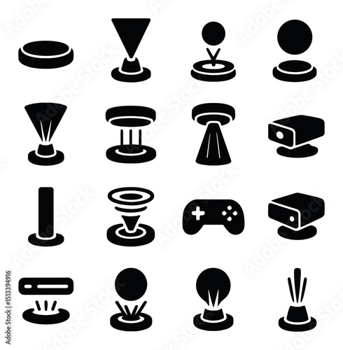 Technology device silhouette icon collection for gadgets and electronics design