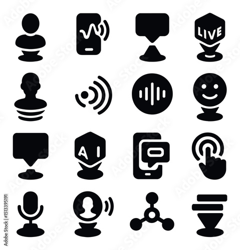 Communication and technology icon collection in flat style. digital and social media symbols