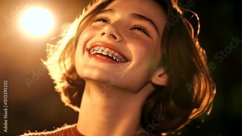 Wallpaper Mural Woman with braces smiling Torontodigital.ca