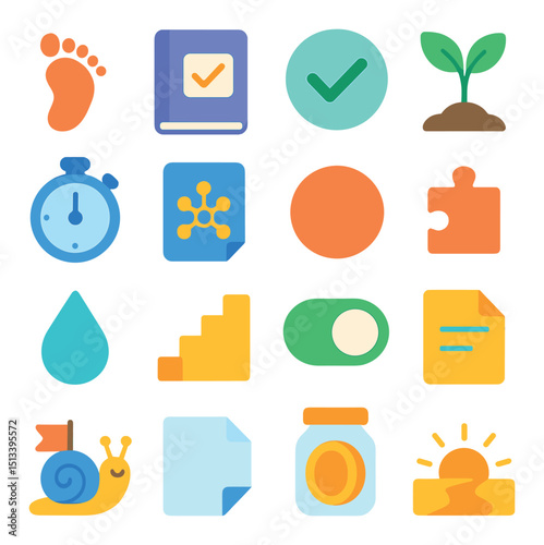Education and learning flat icon collection. study, school, and academic symbols set