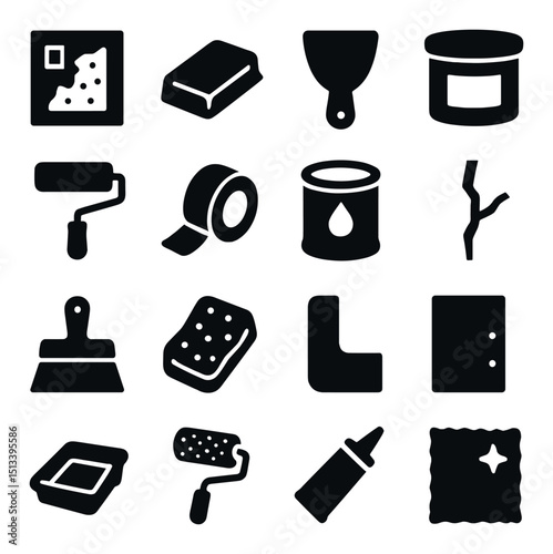 Construction tools icon collection in silhouette style. handy equipment and repair toolkit