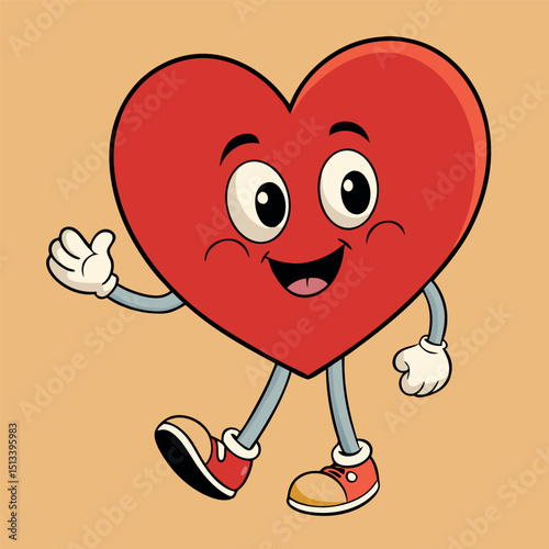 Funny cute heart with a smile, eyes, arms and legs, love, Valentine's day