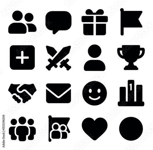 Social media and communication flat icon collection. network and interaction symbols