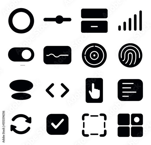 User interface silhouette icon collection. ui/ux design and navigation symbols set