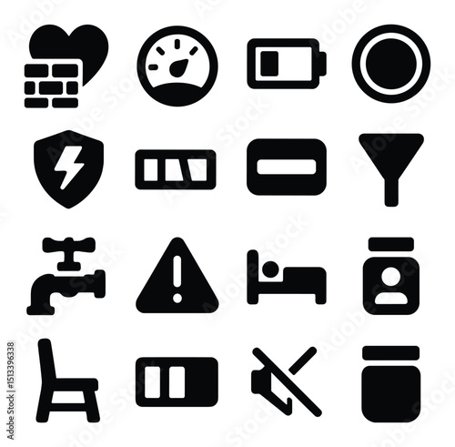 Utilities and tools flat icon collection. essential technology and tool symbols set