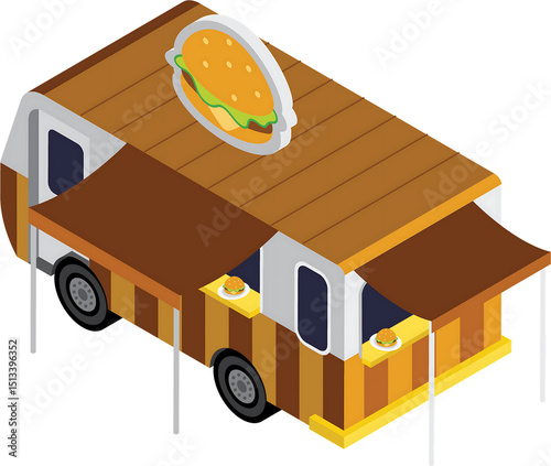 Isometric Graphic of a Mobile Burger Truck