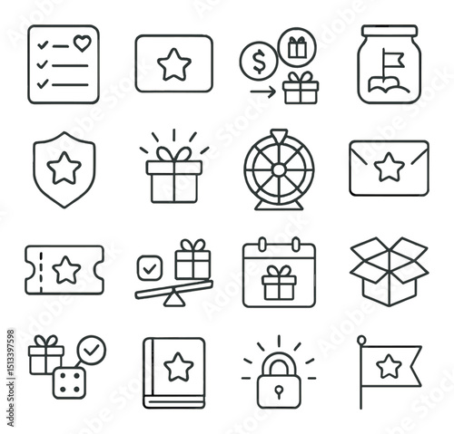Business and finance icon collection in linear style. commerce and economy symbols set