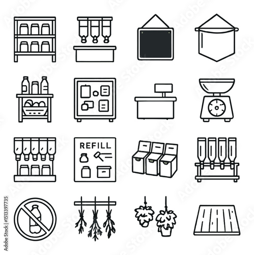 Zero waste lifestyle linear icon collection. eco-friendly and sustainable design set
