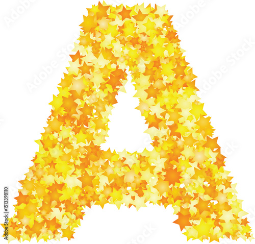 Vector yellow stars font, letter A