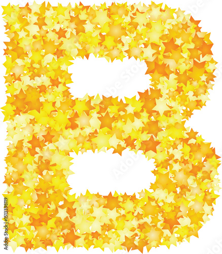 Vector yellow stars font, letter B