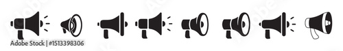 Broadcast Speaker Icons - Volume Amplifier Set - Loud Voice Alert Symbols