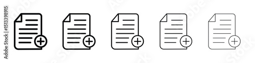 Add document icon Outline and flat style designs