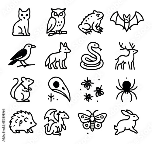 Animal icon collection: silhouette style for nature, wildlife, and fauna themes