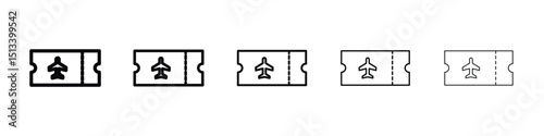 Airline ticket icon Outline and flat style designs