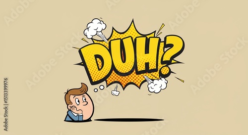 Cartoon Man Thinks Duh