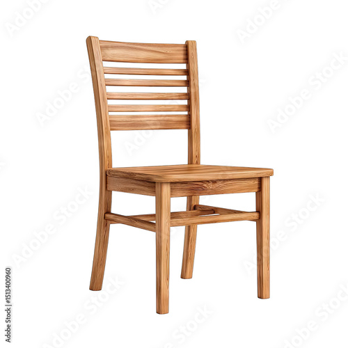 Light brown wooden chair with slatted back