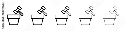 Auction icon Outline and flat style designs