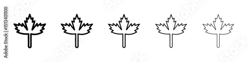 Autumn leaf canadian icon Outline and flat style designs