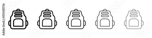 Backpack icon Outline and flat style designs