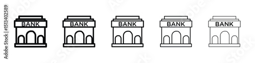 Bank building icon Outline and flat style designs