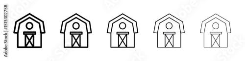 Barn icon Outline and flat style designs