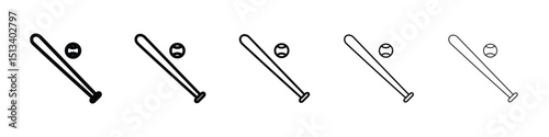 Baseball icon Outline and flat style designs