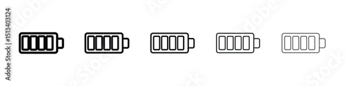 Battery icon Outline and flat style designs