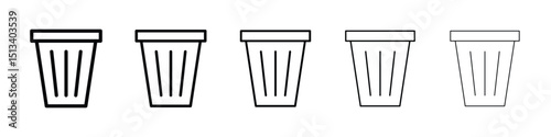 Bin icon Outline and flat style designs
