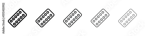 Blister drug pack icon Outline and flat style designs
