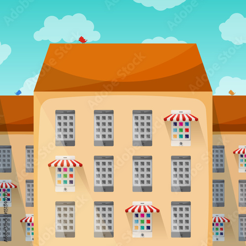 Small business in the city vector concept in flat style