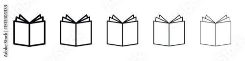 Book open icon Outline and flat style designs