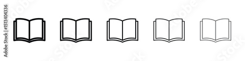 Book icon Outline and flat style designs