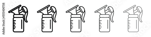 Breast pump icon Outline and flat style designs