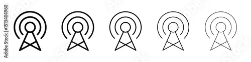 Broadcast icon Outline and flat style designs