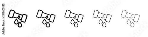 Broken pipe icon Outline and flat style designs