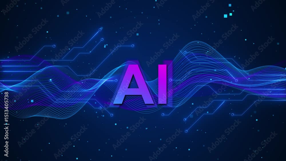Artificial Intelligence AI On Circuit Board. Future Technology Concept Big Data Technology Digital Data Network Future AI tech machine learning cyber mind fast digital computing robot revolution 3D 4K