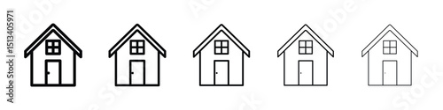 Cabin icon Outline and flat style designs
