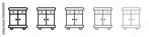 Cabinet icon Outline and flat style designs