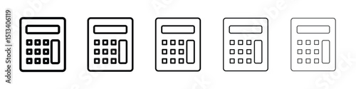 Calculator icon Outline and flat style designs