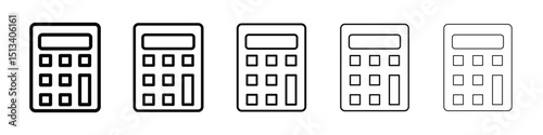 Calculator icon Outline and flat style designs