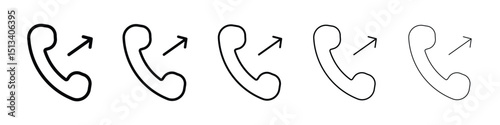 Call outgoing icon Outline and flat style designs
